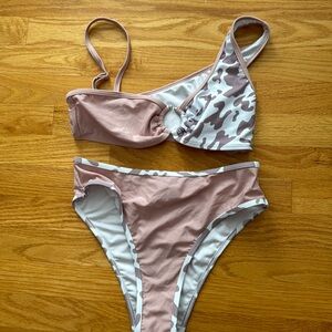 Cow print two toned bikini set!